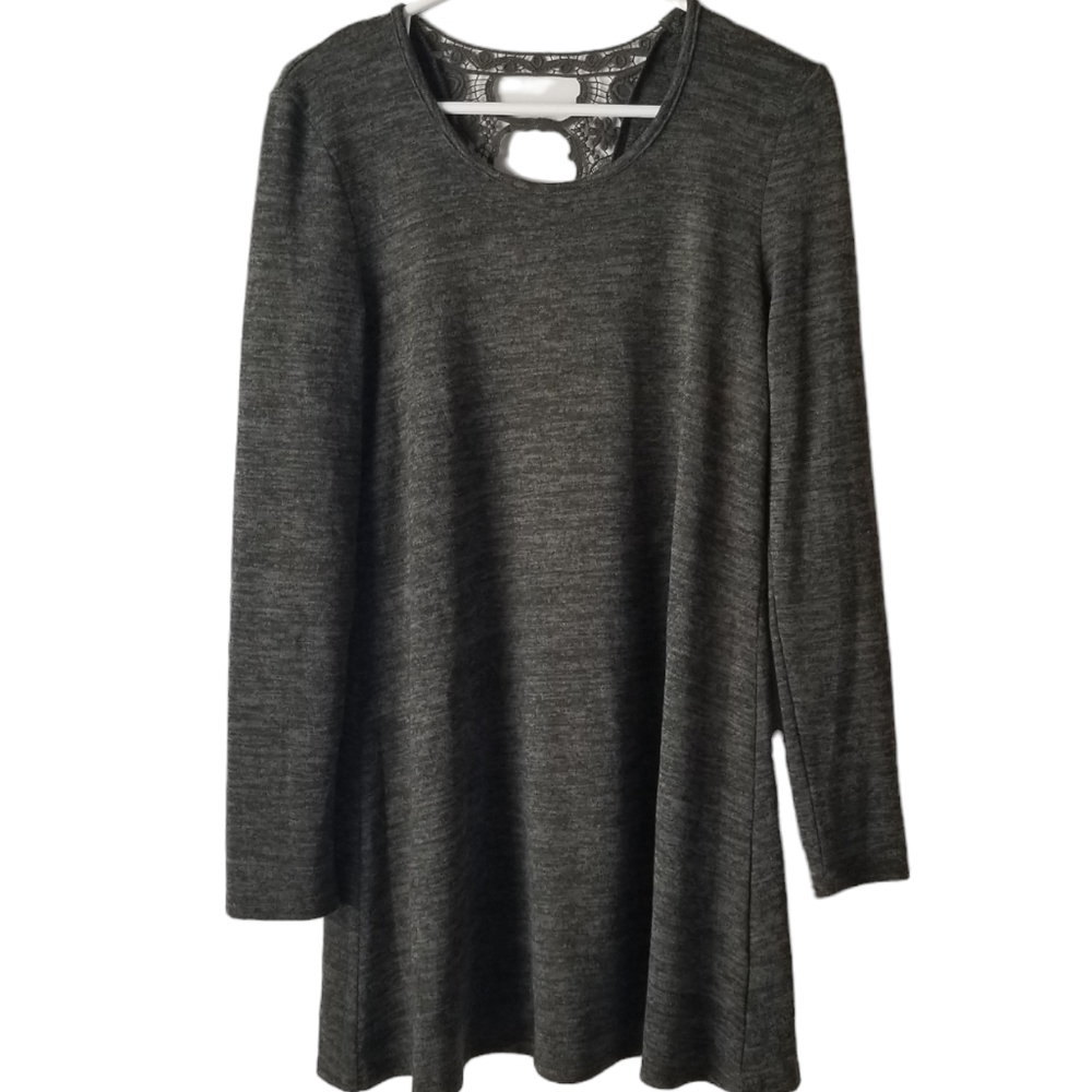 Alya Knit Long Sleeve Mini Dress Cut Out Lace Back Details Size S